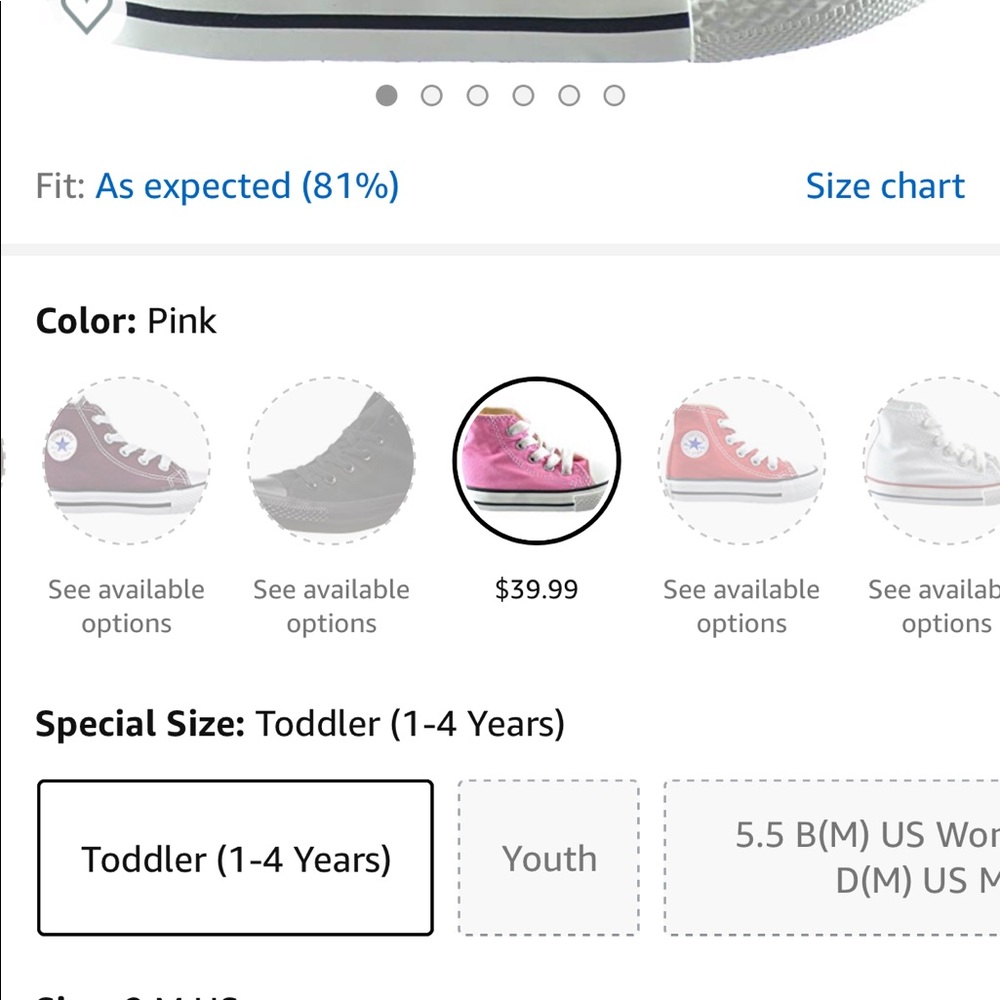 Toddler pink lace up Converse size 3